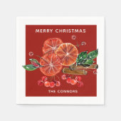 Weihnachts Orange Slices Cinnamon Sticks Red Serviette (Vorderseite)