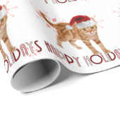 Weihnachts-Orange Tabby-Katze mit rosa Schneeflock Geschenkpapier (Rolleneckpunkt)