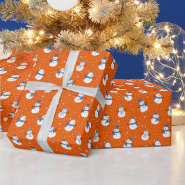 Weihnachts-Orange-Umschlagpapier für Snowmen Geschenkpapier