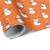 Weihnachts-Orange-Umschlagpapier für Snowmen Geschenkpapier (Rolleneckpunkt)
