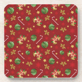 Weihnachts-Ornamant & Candy Cane Muster Getränkeuntersetzer (Vorderseite)
