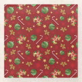 Weihnachts-Ornamant & Candy Cane Muster Glasuntersetzer (Vorderseite)