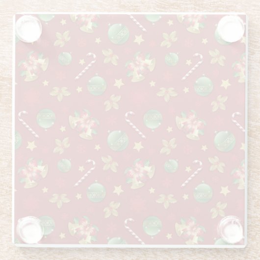 Weihnachts-Ornamant & Candy Cane Muster Glasuntersetzer (Rückseite)