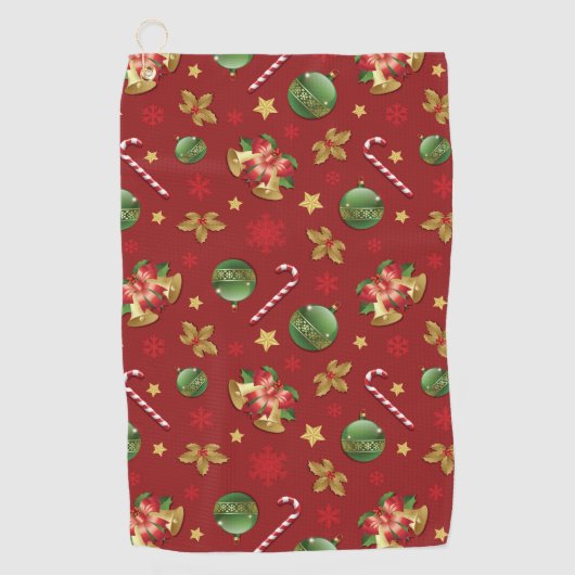Weihnachts-Ornamant & Candy Cane Muster Golfhandtuch (Vorderseite)