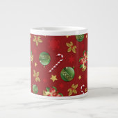 Weihnachts-Ornamant & Candy Cane Muster Jumbo-Tasse (Vorderseite)