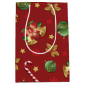 Weihnachts-Ornamant & Candy Cane Muster Mittlere Geschenktüte (Vorderseite)