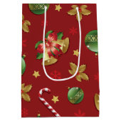 Weihnachts-Ornamant & Candy Cane Muster Mittlere Geschenktüte (Rückseite)