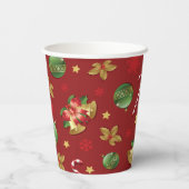 Weihnachts-Ornamant & Candy Cane Muster Pappbecher (Rückseite)