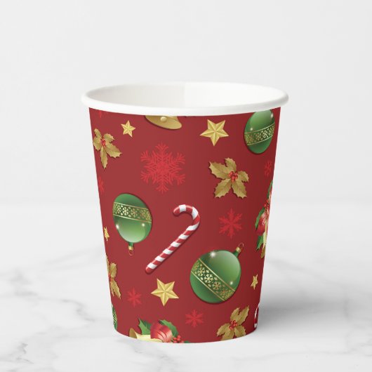 Weihnachts-Ornamant & Candy Cane Muster Pappbecher (Links)