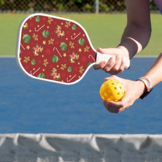Weihnachts-Ornamant & Candy Cane Muster Pickleball Schläger