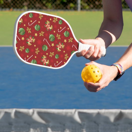 Weihnachts-Ornamant & Candy Cane Muster Pickleball Schläger (InSitu)