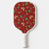Weihnachts-Ornamant & Candy Cane Muster Pickleball Schläger (Vorderseite)