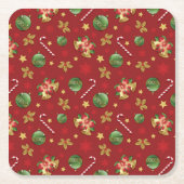 Weihnachts-Ornamant & Candy Cane Muster Rechteckiger Pappuntersetzer (Vorderseite)