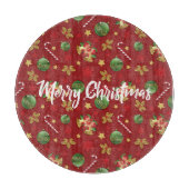 Weihnachts-Ornamant & Candy Cane Muster Schneidebrett (Vorderseite)
