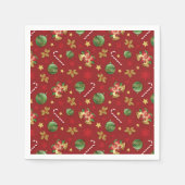 Weihnachts-Ornamant & Candy Cane Muster Serviette (Vorderseite)