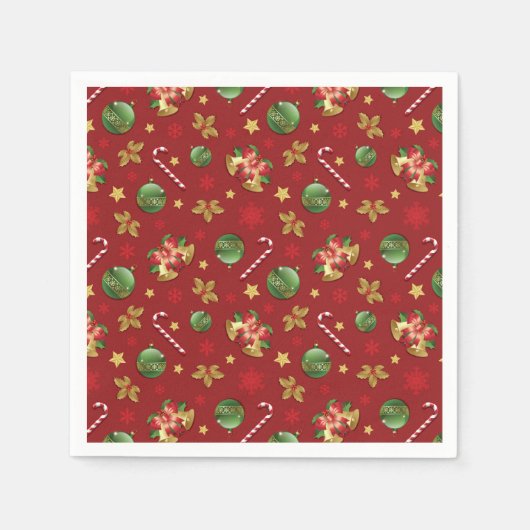 Weihnachts-Ornamant & Candy Cane Muster Serviette (Vorderseite)