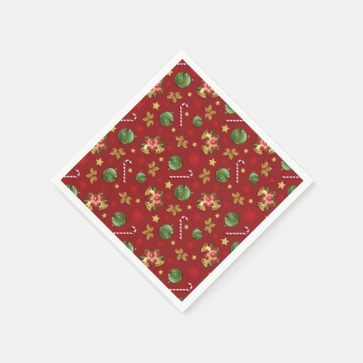Weihnachts-Ornamant & Candy Cane Muster Serviette (Ecke)