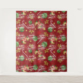 Weihnachts-Ornamant & Candy Cane Muster Wandteppich (Vorderseite)