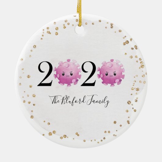 Weihnachts-Ornament 2020 Quarantine-Virus-Pandemie Keramik Ornament (Hinten)