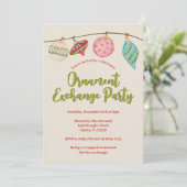 Weihnachts-Ornament-Austausch Party Urlaub Spaß Einladung (Stehend Vorderseite)