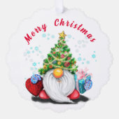 Weihnachts-Ornament-Card Gnome mit Geschenken Ornament Karte (Vorderseite)