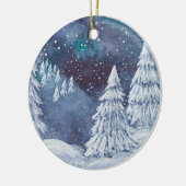 Weihnachts-Ornament handgemalt Aquarell Winter Keramikornament (Links)
