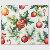 Weihnachts-Ornament-Muster Geschenkpapier (Flach)