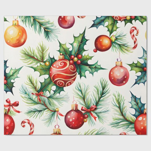 Weihnachts-Ornament-Muster Geschenkpapier (Flach)