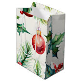Weihnachts-Ornament-Muster Mittlere Geschenktüte (Vorderseite Schrägansicht)