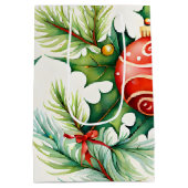 Weihnachts-Ornament-Muster Mittlere Geschenktüte (Rückseite)