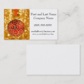 Weihnachts-Ornament Rot mit Gold Twinkle Lights Visitenkarte (Vorne/Hinten)