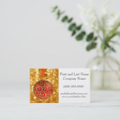 Weihnachts-Ornament Rot mit Gold Twinkle Lights Visitenkarte (Stehend Vorderseite)