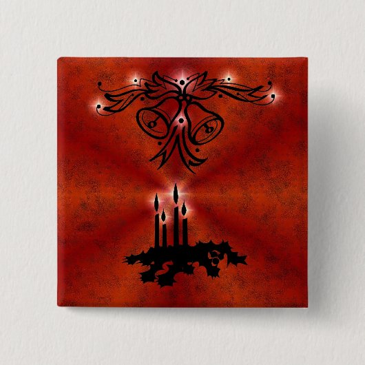 Weihnachts Ornamente mit Sterne auf rot Button (Vorderseite)