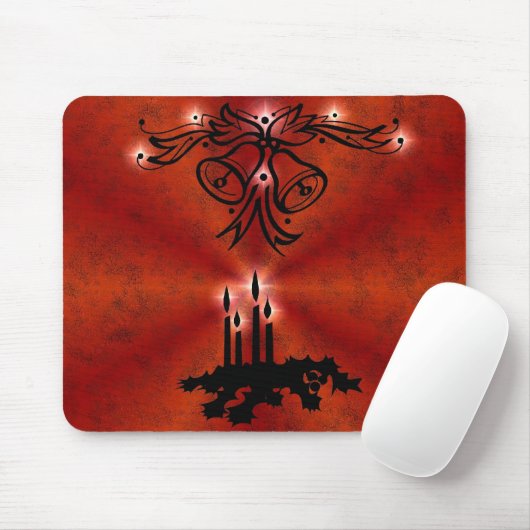 Weihnachts Ornamente mit Sterne auf rot Mousepad (Mit Mouse)