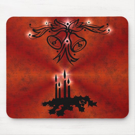 Weihnachts Ornamente mit Sterne auf rot Mousepad (Vorne)