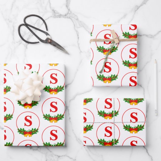 Weihnachts-Ornamentrahmen Geschenkpapier Set (Vorderseite)