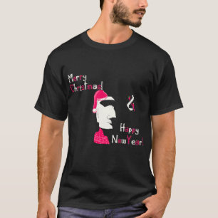 Weihnachts-Osterinsel-Statue in Pixel-Kunst T-Shirt