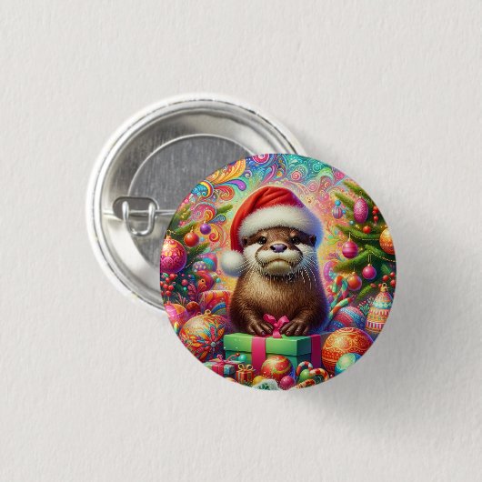 Weihnachts-Otter Button (Vorne & Hinten)