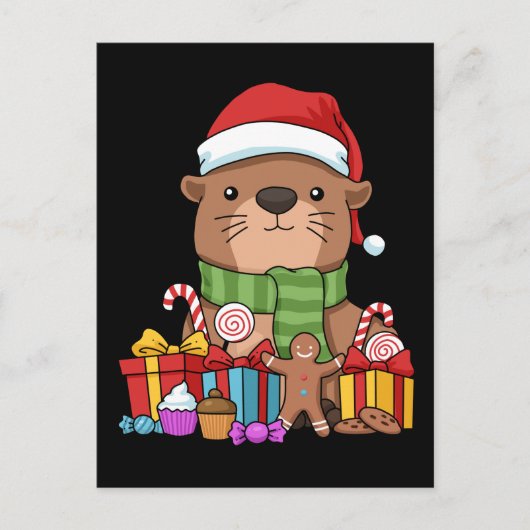 Weihnachts Otter Geschenk Kinder Meer Otter Postkarte (Vorderseite)