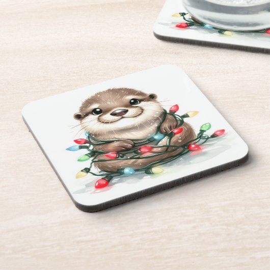 Weihnachts-Otter Getränkeuntersetzer (Linke Seite)