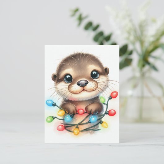 Weihnachts-Otter Postkarte (Stehend Vorderseite)