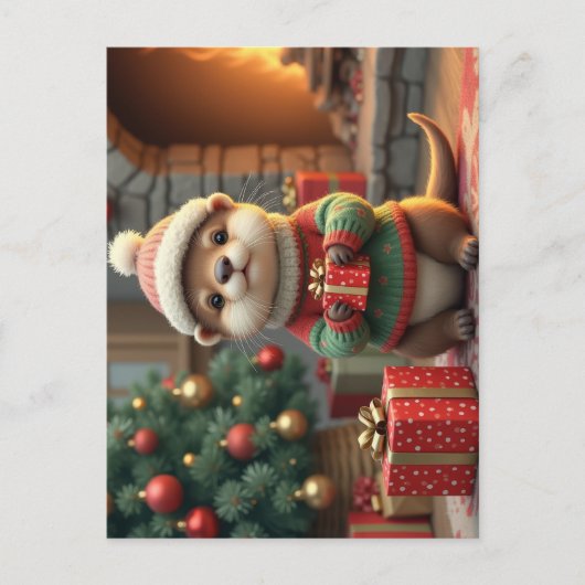 Weihnachts-Otter Postkarte (Vorderseite)