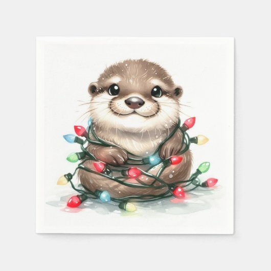 Weihnachts-Otter Serviette (Vorderseite)