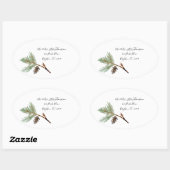 Weihnachts-Oval-Adressenaufkleber - Kiefernzweig Ovaler Aufkleber (Blatt)