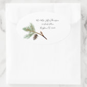 Weihnachts-Oval-Adressenaufkleber - Kiefernzweig Ovaler Aufkleber (Tasche)