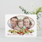 Weihnachts-Oval-Fotokarte Feiertagskarte (Stehend Vorderseite)