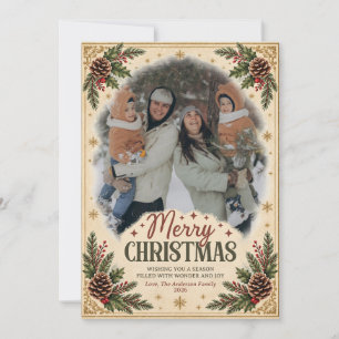 Weihnachts-Overlay-Foto Bild Vintage Botanical Feiertagskarte