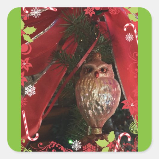 Weihnachts-Owl Whooo? Aufkleber (Vorderseite)