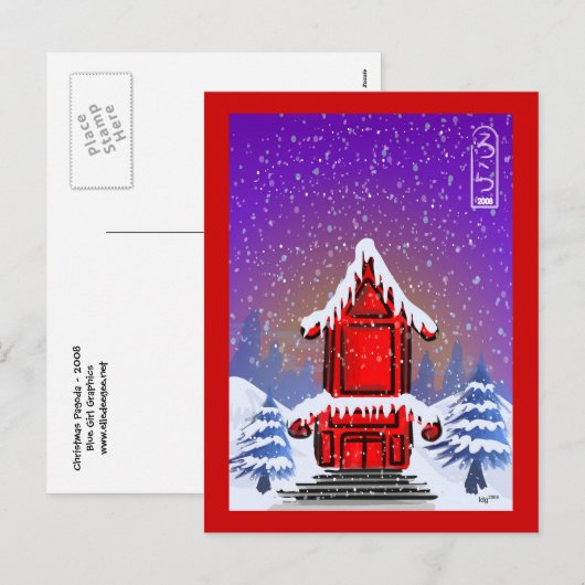 Weihnachts-Pagoda Postkarte (Vorne/Hinten)