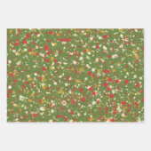 Weihnachts-Paint Spatter in Retro Rot & Olive Gree Geschenkpapier Set (Vorderseite)